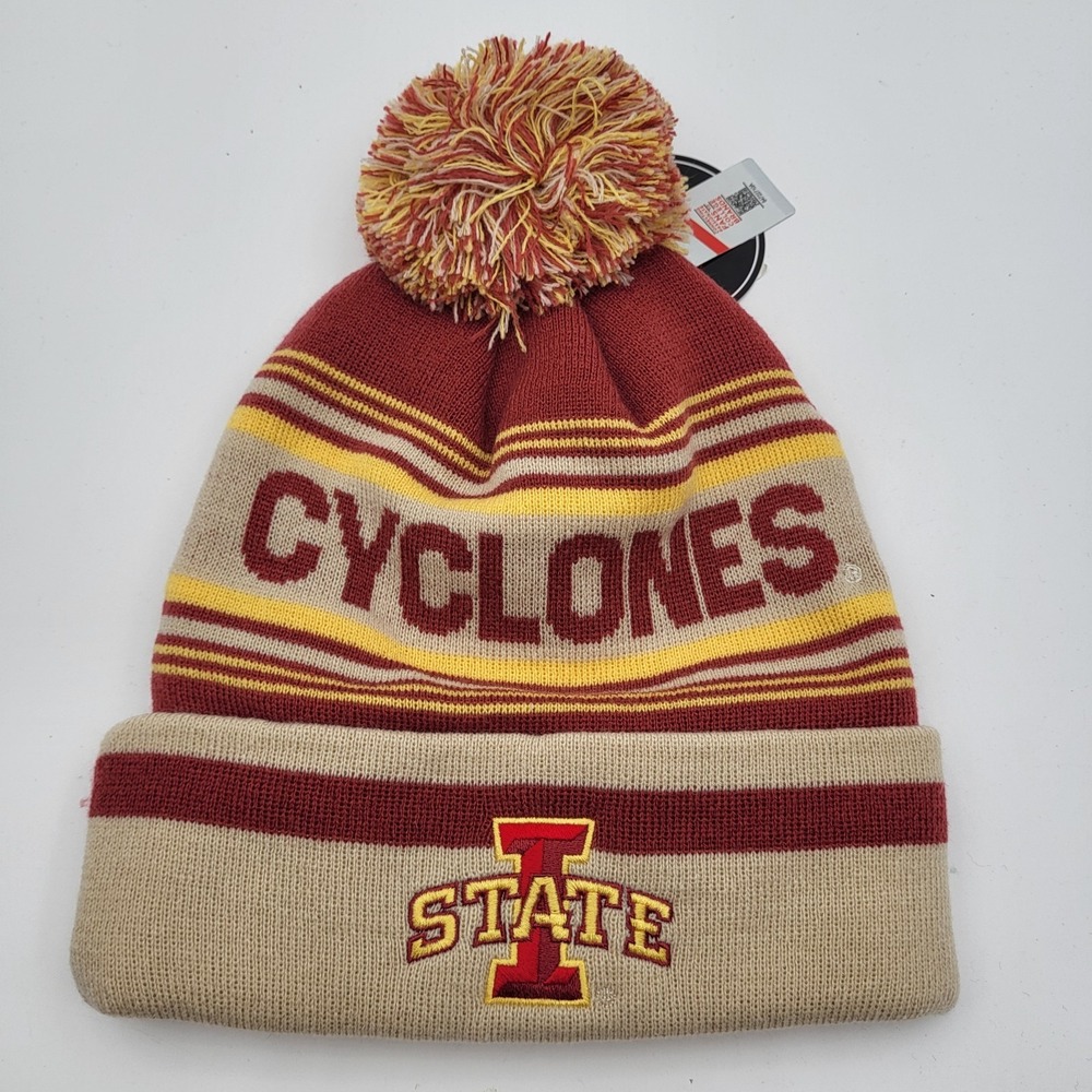 Iowa State Cyclones Captivating Cuffed Pom Stocking Hat Beanie Tan